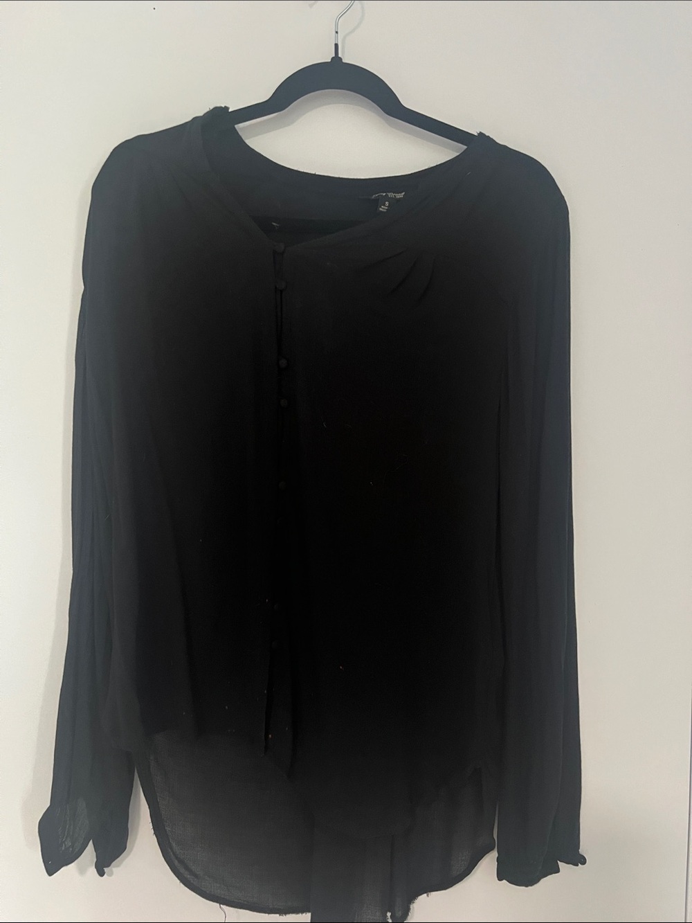 Lucky Brand Black Long-Sleeve Button Blouse